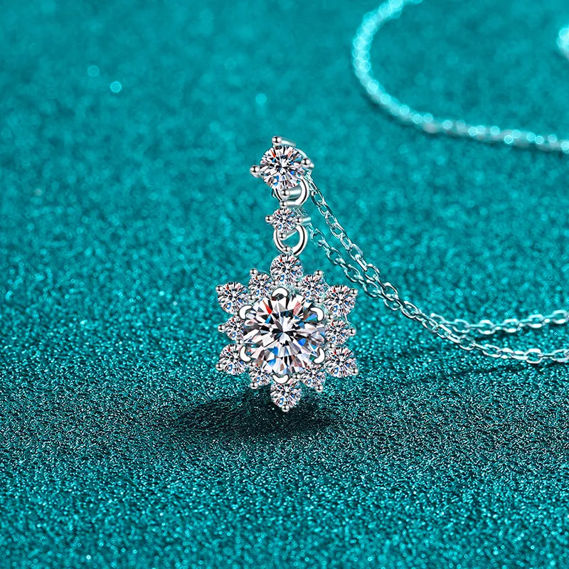 1 Karat Moissanit Zirkon 925 Sterling Silber Halskette