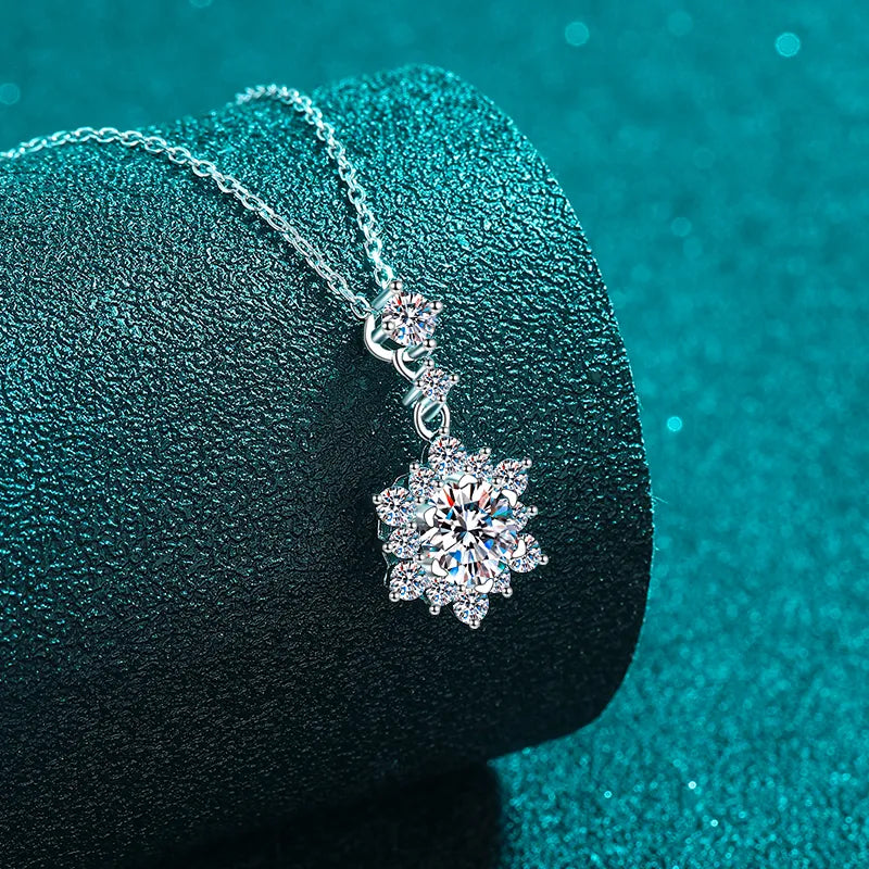 1 Karat Moissanit Zirkon 925 Sterling Silber Halskette