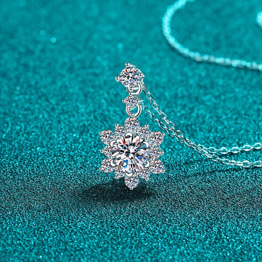 1 Karat Moissanit Zirkon 925 Sterling Silber Halskette