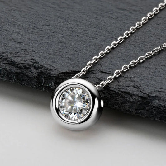 1 Karat Moissanit 925 Sterling Silber Halskette